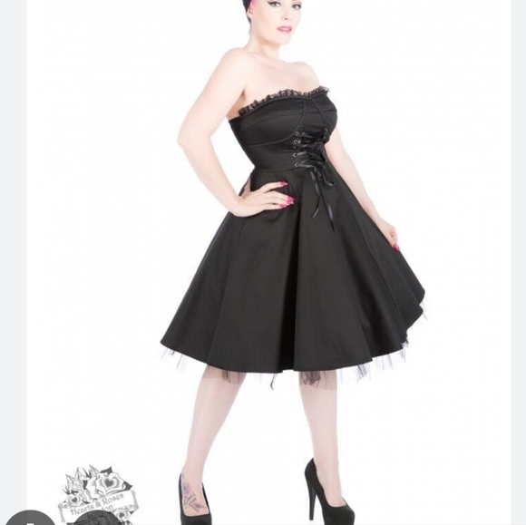 NWT Hearts & Roses UK Bustier Cocktail Dress 50s Pinup Rockabilly Retro Punk - Picture 1 of 11